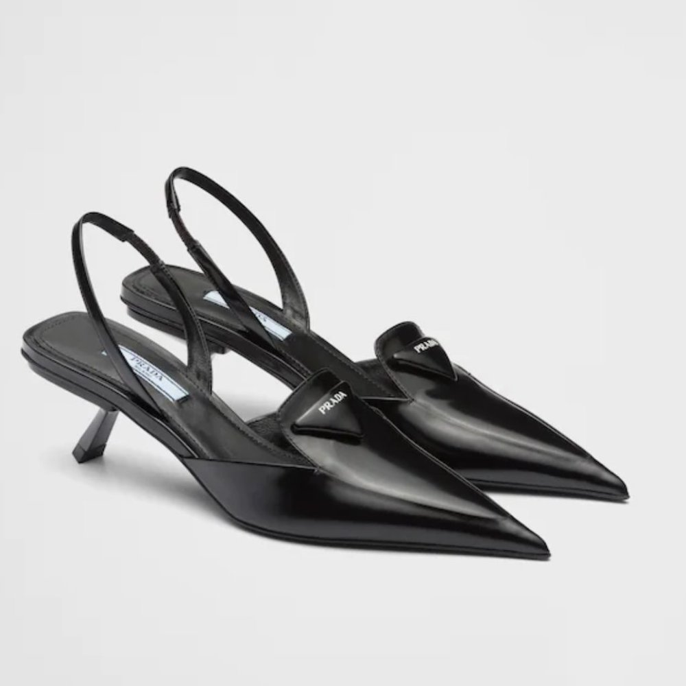 Prada brushed leather slingback pumps